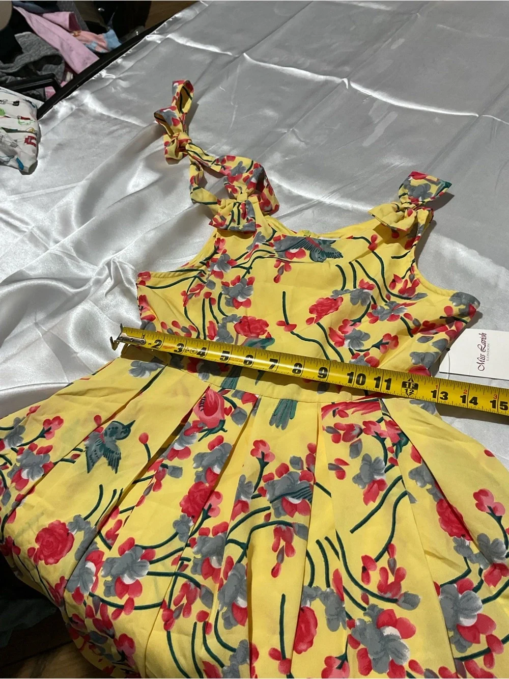Lavish Yellow Floral Dress with Red and Green Accents